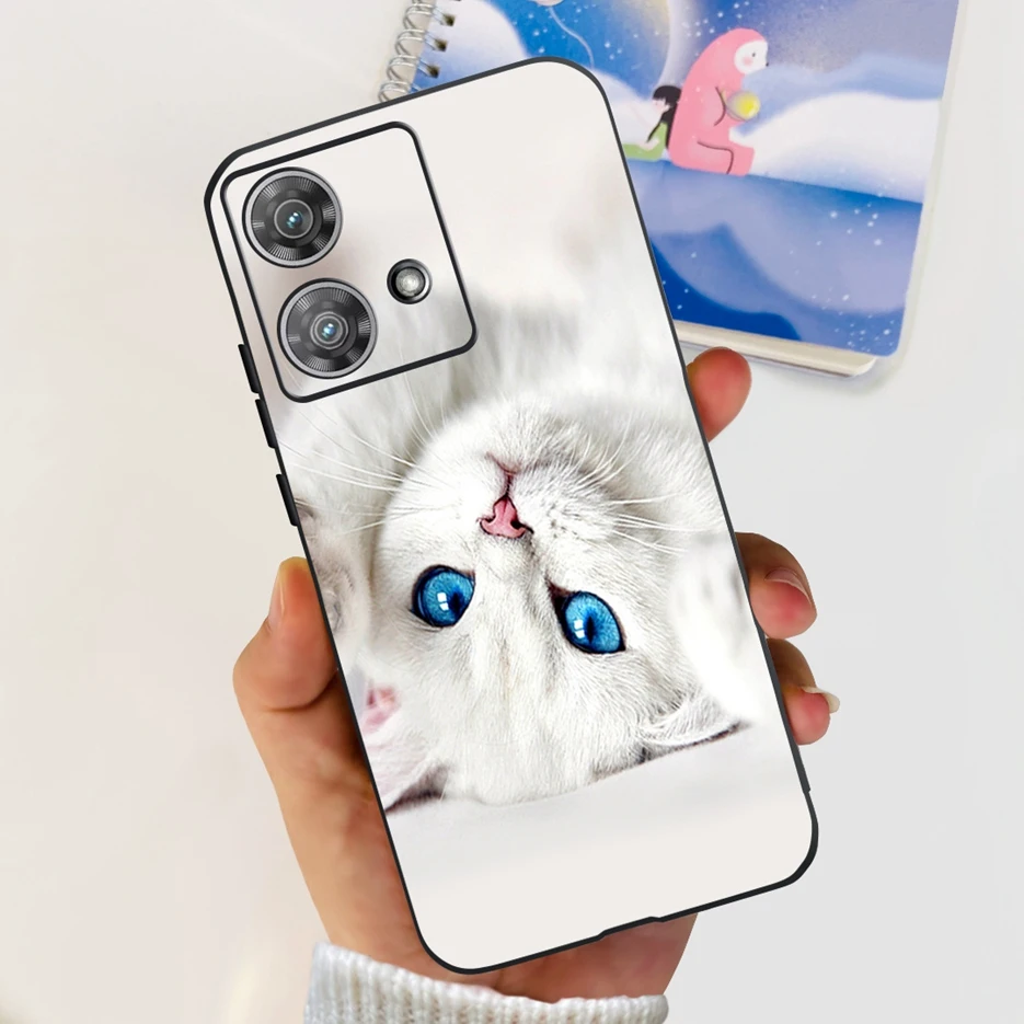 Cute Cat & Butterfly Soft Silicone Phone Case for Motorola Edge 40 Neo - Stylish Protective Back Cover