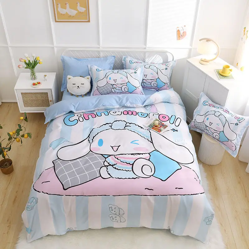 

Sanrio kawaii children's cartoon girl cinnamon roll cotton bed four-piece set net red cute cotton quilt sheet three-piece set