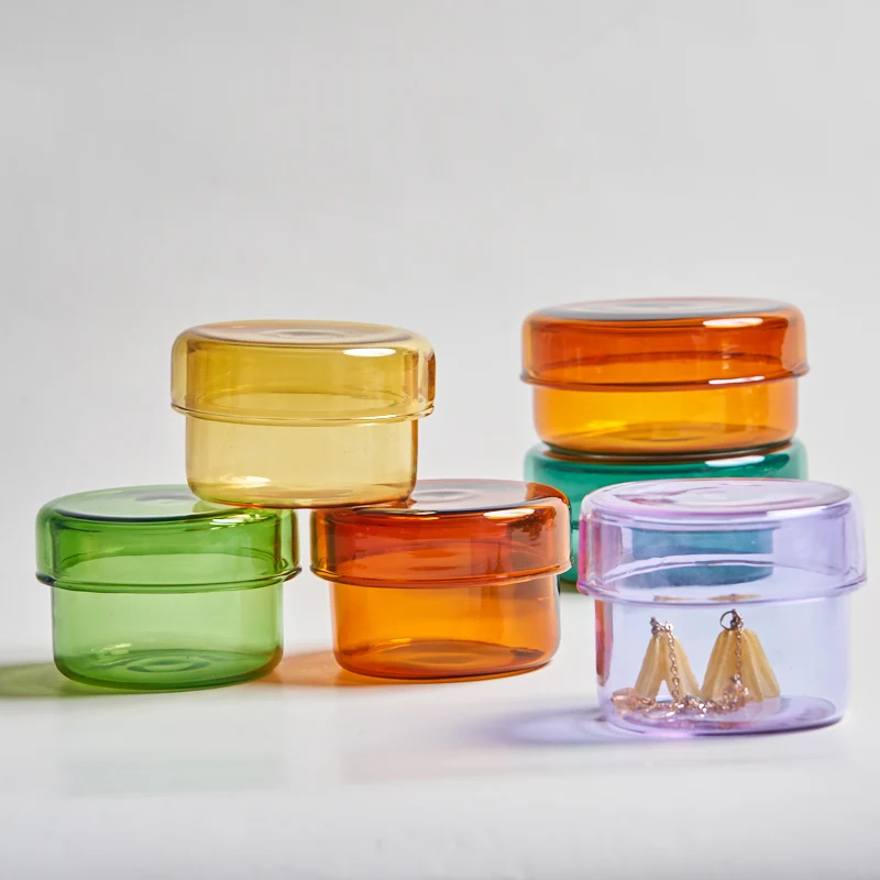 Glass Storage Jar Storage Jar Decorative Glass Storage Container Desktop Orangizer Candle Making Can Office Mason Jar Glass Jars and Lids