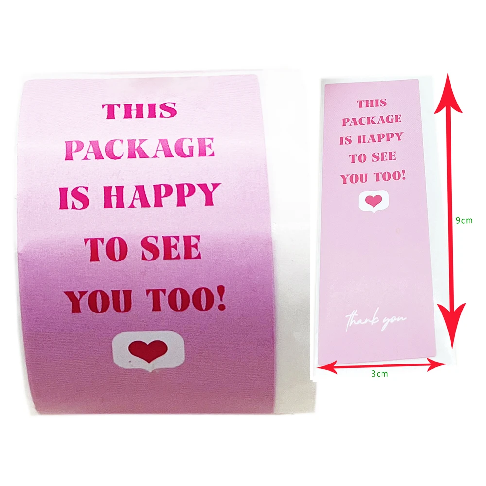 Custom Printing Pink Thank You Stickers Adhesive Packaging Logo Labels Box Seal Label Decoration Sticker