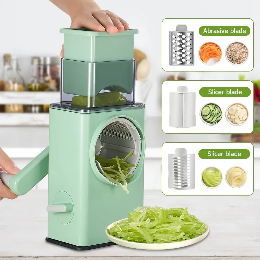 3 In 1 Manual Vegetable Slicer Potato Chopper Rotary Cheese Grater Veggie Chopper Peeler Maker Machine 