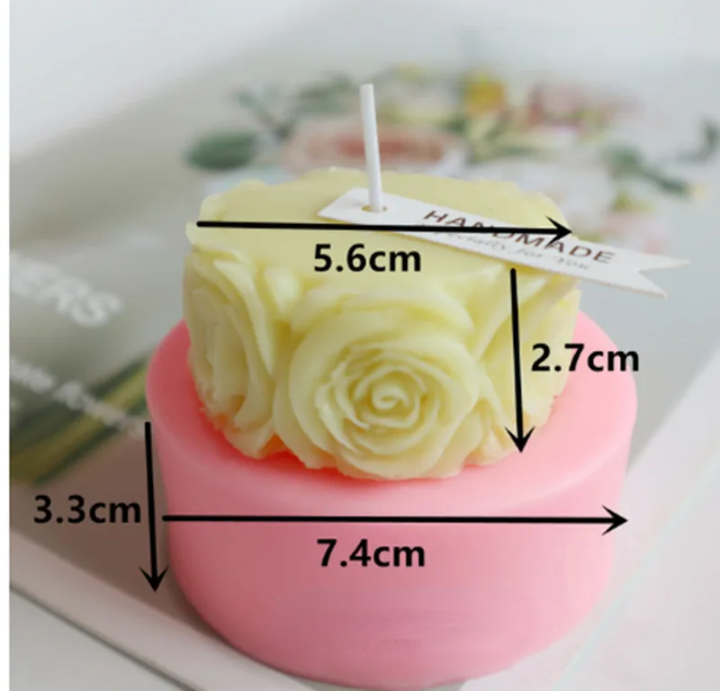 Rose Flower Shape Silicone Candle Mold Fondant Chocolate Cake