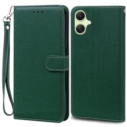 Leather Wallet Flip Case - Stylish Protective Cover - Samsung A04 (Dark Green -Strap)