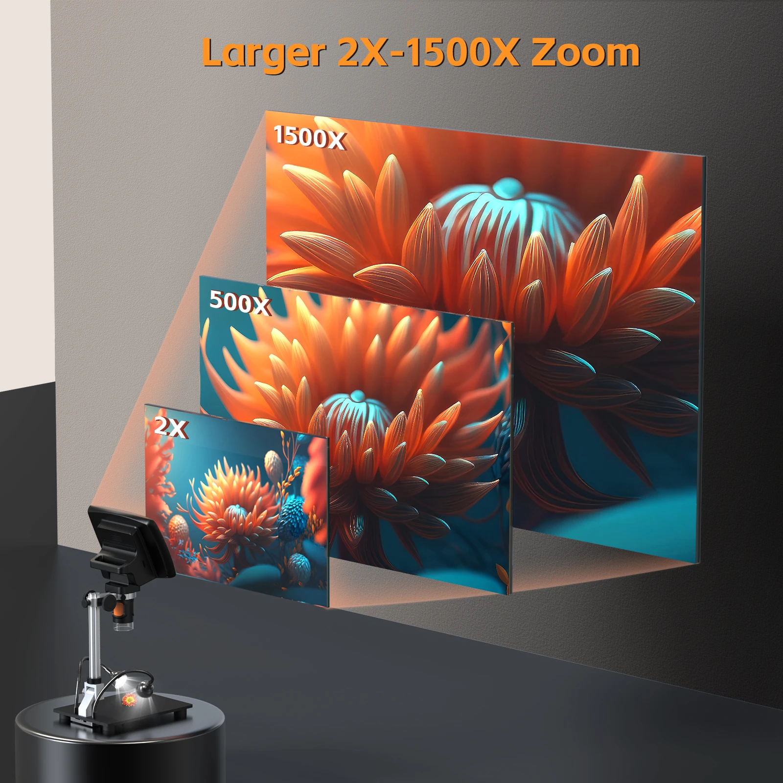 MS1 HDMI Digital Microscope with 7inch IPS Screen 1500X Magnification with 10LED