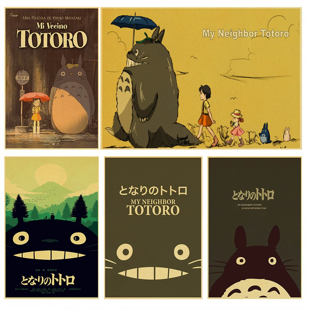 Kraft Paper Poster Of My Neighbor Totoro Hayao Miyazaki Works Japanese Anime Movie High Definition Wall Sticker For Home Decor Aliexpress