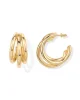 Women 14K Gold Plated Chunky Multi Hoop Earrings Lady Hypoallergenic Trendy Triple Split Loop Huggie Earrings Popular Jewelry 2