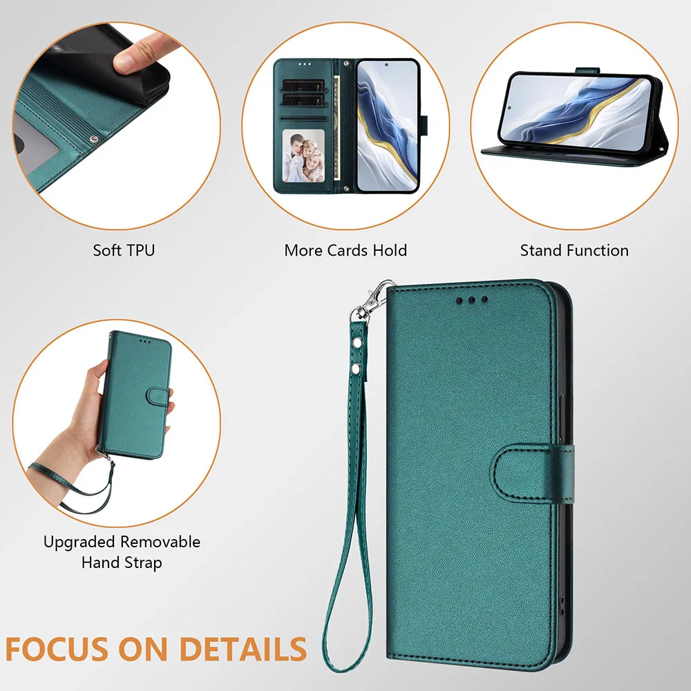 Solid Color Leather Flip Wallet Phone Case