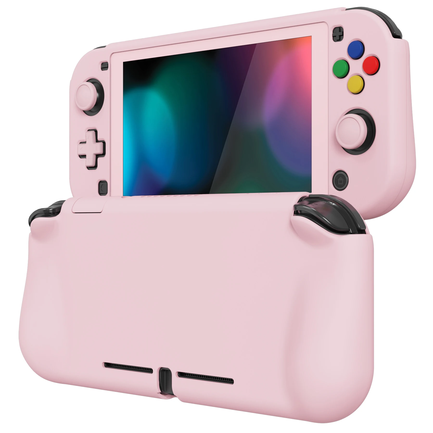 PlayVital ZealProtect Ergonomic Protective Case for Nintendo Switch Lite W/Screen Protector & Thumb Grips & Button Caps - Pink