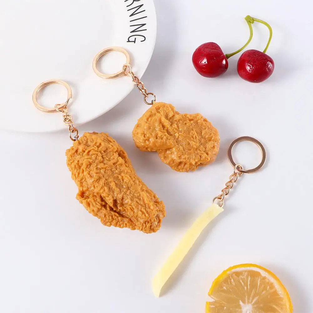 Chicken Legs Fried Chicken Around Fried Chicken Chicken Nuggets Key Chains Key Rings Food Pendant Imitation Food Keychains coffee or tea yes keychains for cars embroidery chicken or beef fish key chain bijoux gifts tag porte clef aviation key chains