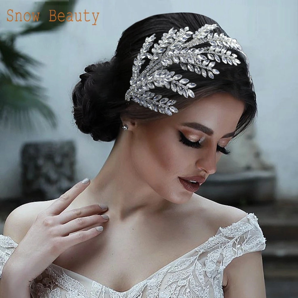 Wedding Headbands Handmade Crystal Bride Tiaras Rhinestone Party Hair Jewelry Accessories Women Head Hoop