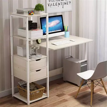 Home Office Wood Computer Desk Laptop Desk Writing Table with Book Shelves Drawers Furniture PC Laptop Workstation Study Table