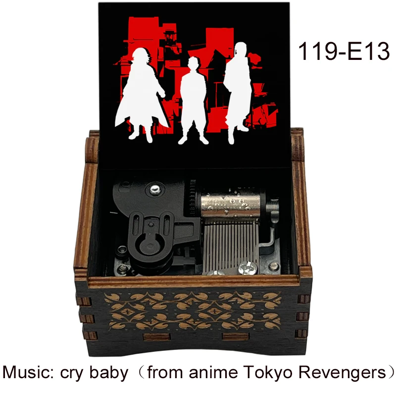 Color Print Anime Tokyo Revengers Figure Music Cry Baby Wood Mechanical Music Box for Anime Friends Birthday Children Fans Gift