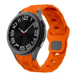 Football Pattern Soft Silicone Watch Strap Bracelet Band in Various Sizes for Galaxy Watch 4-5-6-7 (Orange)