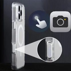 Transparent Magnetic Case with AI Button for Enhanced Wireless Charging and Touch Control (Transparent)