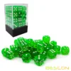 Bescon 12mm 6 Sided Dice 36 in Brick Box, 12mm Six Sided Die (36) Block of Dice, Translucent Green with White Pips 2