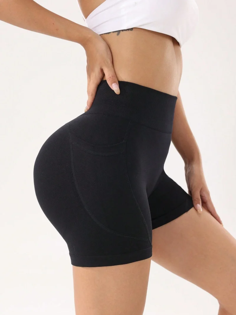 Women High Waist Sports Shorts Yoga Pants Nylon Fabric Slim Fit Summer