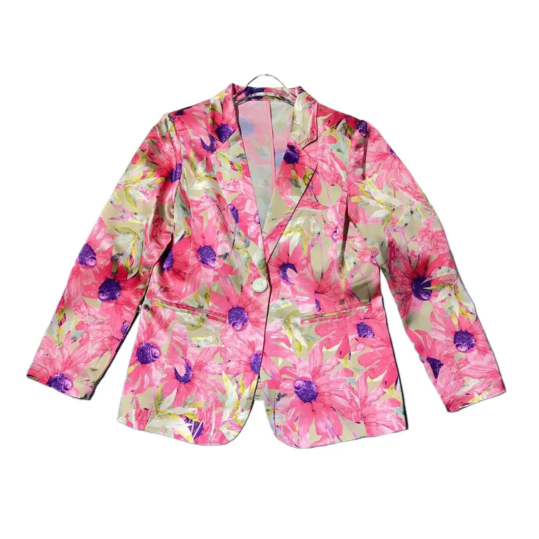 

2023 Women's Clothing Acetate Silk Printed Temperament Wild Coat 0817