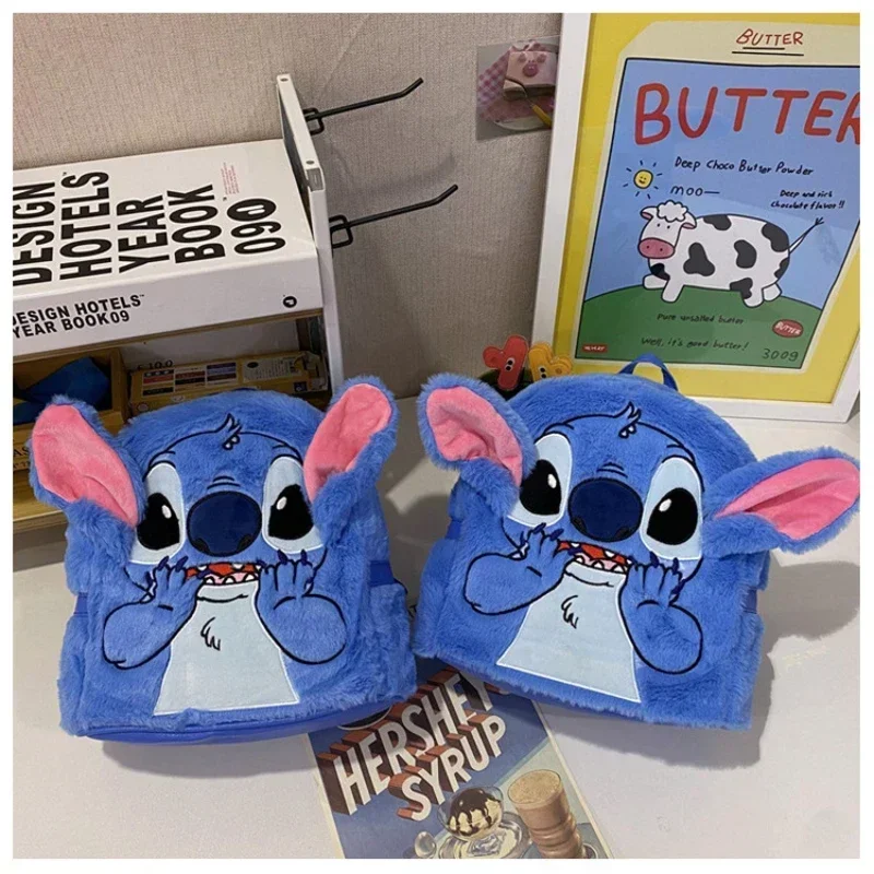 

Disney Stitch New Plush Backpack Cartoon Fashion 3D Mini Women's Backpack Large Capacity Cute Children's Schoolbag High Quality