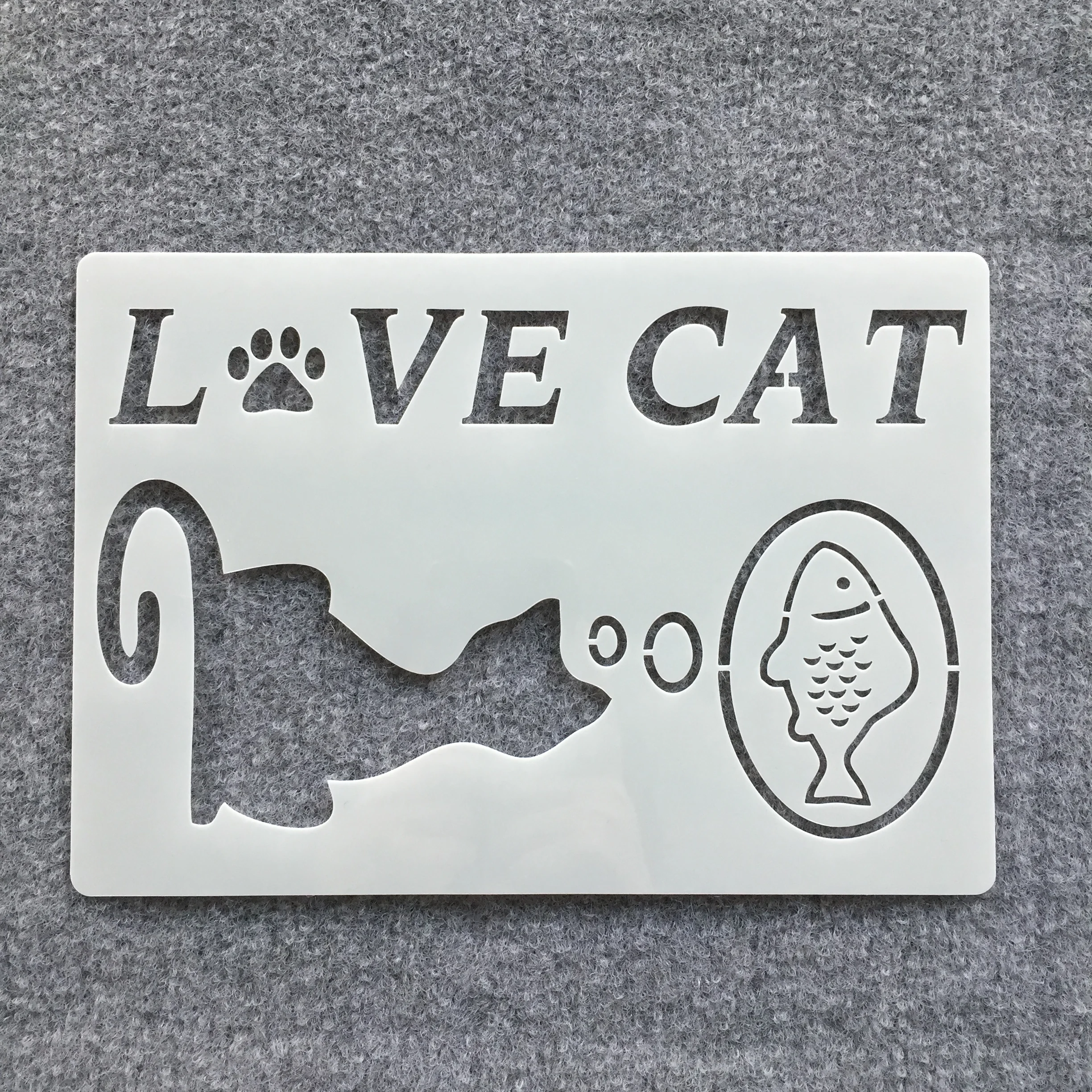6Pcs/Set  A5 20cm I Love Cat DIY Layering Stencils Wall Painting Scrapbook Coloring Embossing Album Decorative Template