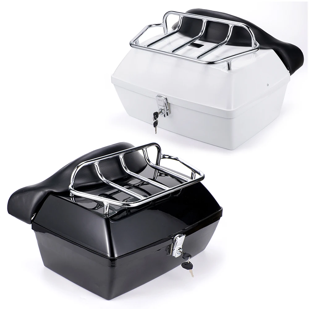 48L Motorcycle Trunk Rear Storage Box Tail Luggage Trunk Case Toolbox Backrest Pad Scooter Motorbike Universal