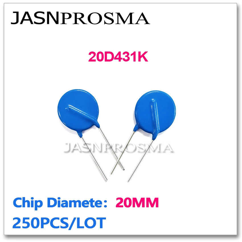

JASNPROSMA 20D431K 20 мм 250 шт. 430 в Варистор резистор ZOV пьезорезистор 20D431 431