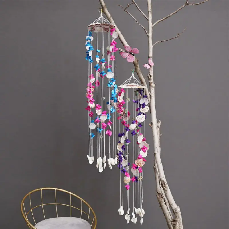 Colorful Shell Exquisite Japanese Style Double Dragon White Color Wind Chimes Fashion Ornament 3