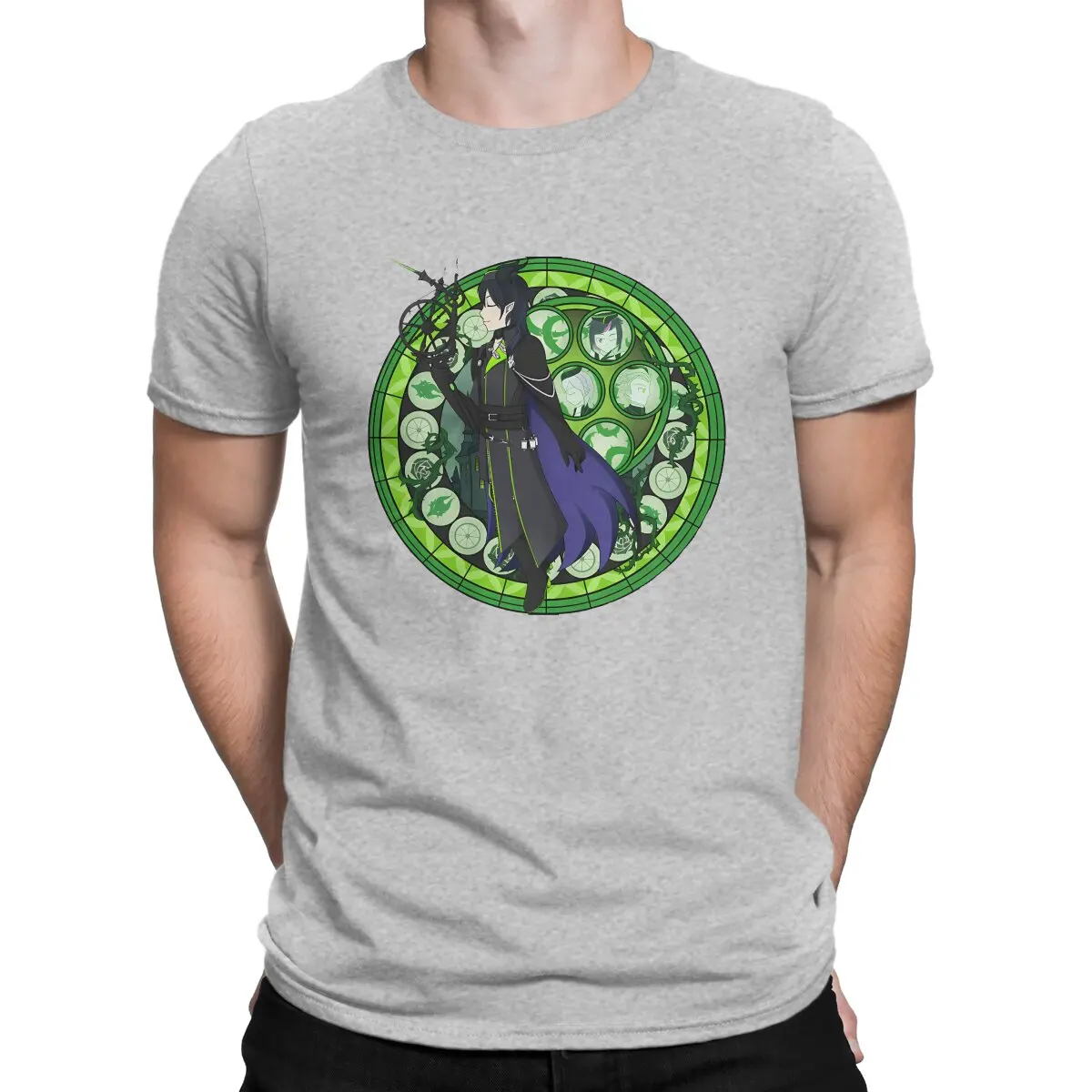 thumbnail image 1 of Camiseta de vidrieras Diasomnia para hombre, camiseta de manga corta con cuello redondo y diseño de Draconia Crazy Tees, de algodón puro, ideal para regalar., 1 of 7