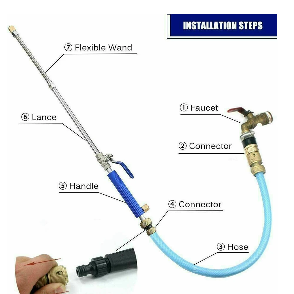 Aluminum Water Gun Spray Nozzle for Car Wash Garden Cleaning