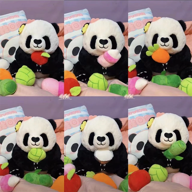 6Pcs/Bag Cute Fatty Panda Snack Bags Cartoon Stuffed Food Bamboo Pandas Plush Throw Pillow Cushion Soft Kids Toys for Girls Gift