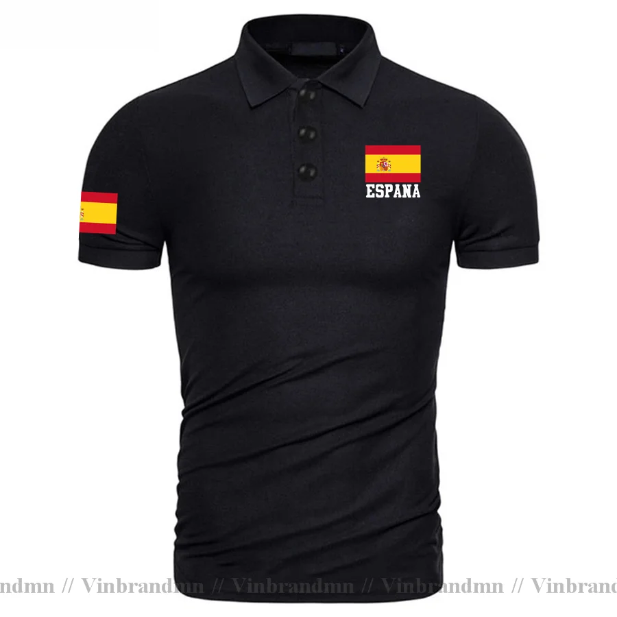 Spain Flag Design Polo Shirts Men Newest Fashion Shirt Male Mens