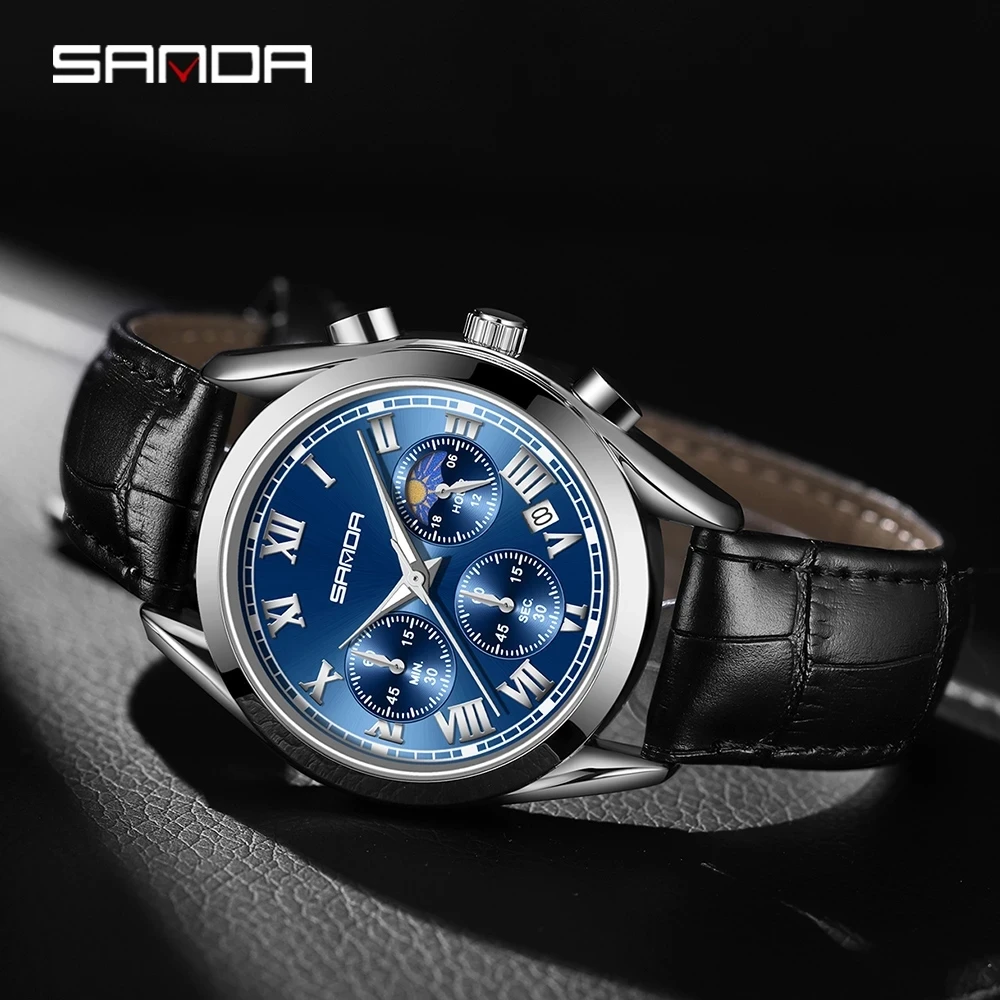 2023 New SANDA Fashion Watches for Men Luxury Sport Business WristWatch ​Waterproof Quartz Big Clock Digital Male Watch 5012