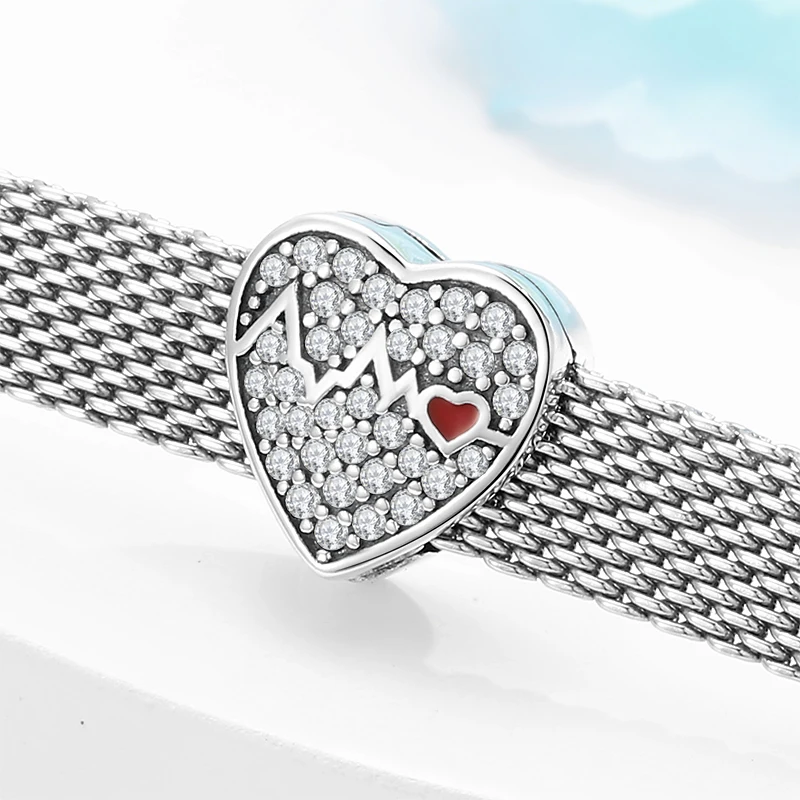 Hot Sale 925 Sterling Silver Heart Shape Clip Charms Beads Fit