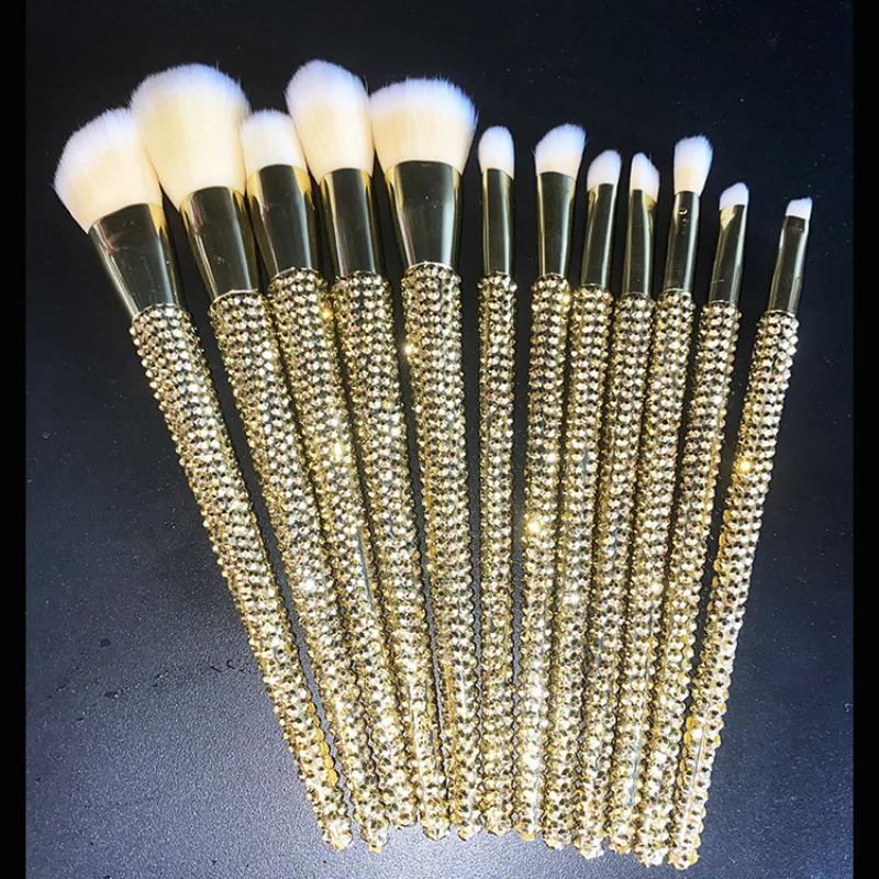 Luxury Golden Makeup Brush Set Professional Brush Foundation Powder Contour  Eye Shadow Makeup Brush Bling Rhinestone Beauty Tool - AliExpress