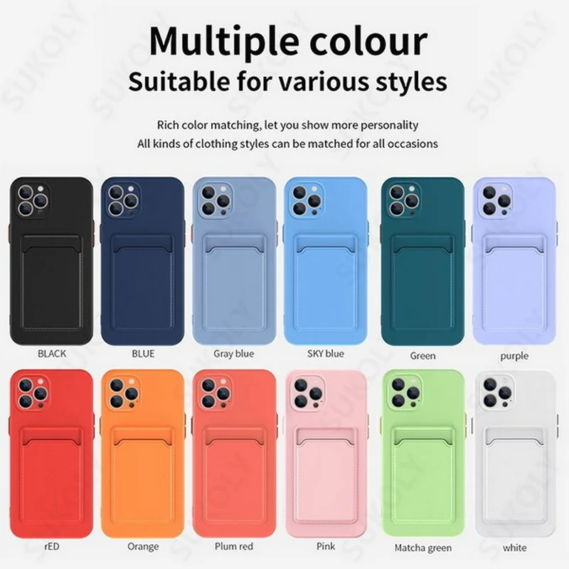 Luxus-Geldbörse mit Kartensteckplatz-Halter-Telefon-Kasten für iPhone 12 13 11 Pro Max X XR XS Max 7 8 Plus SE 2022 Weiche TPU-Geldbörse B_voghion.com