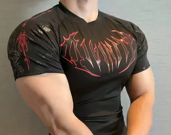 Abbigliamento fitness a compressione muscolare NUOVA maglietta da palestra traspirante ad asciugatura rapida da allenamento ad alta intensità da uomo dimagrante a maniche corte