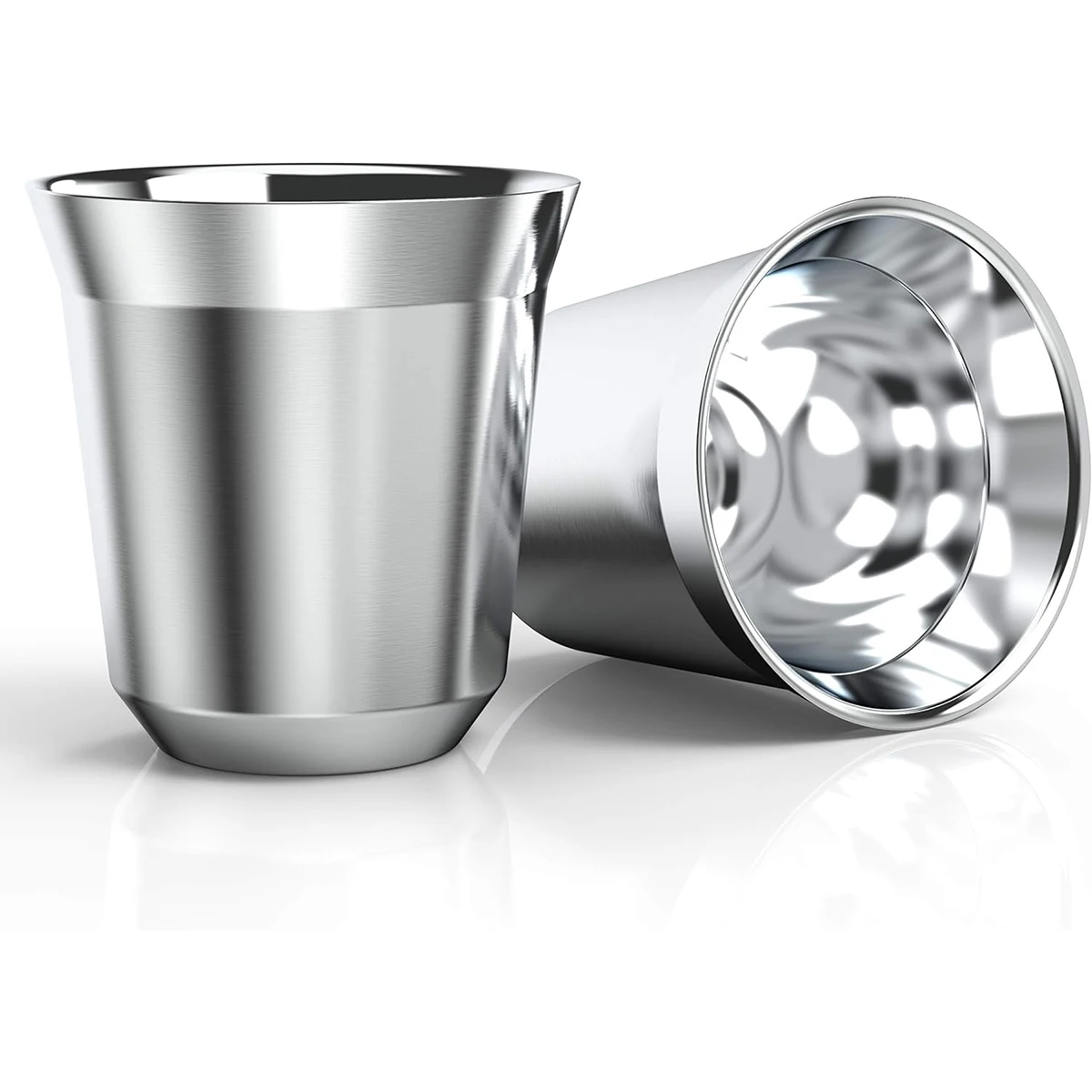 Stainless Steel Cup Coffee Cup Stainless Steel Cups Stainless Steel Mug 2 PCS 304 Stainless Steel Espresso Cups Double Wall Thermally Insulated Capsule Coffee Mug for Indoor or Outdoor Events 80/160ML
