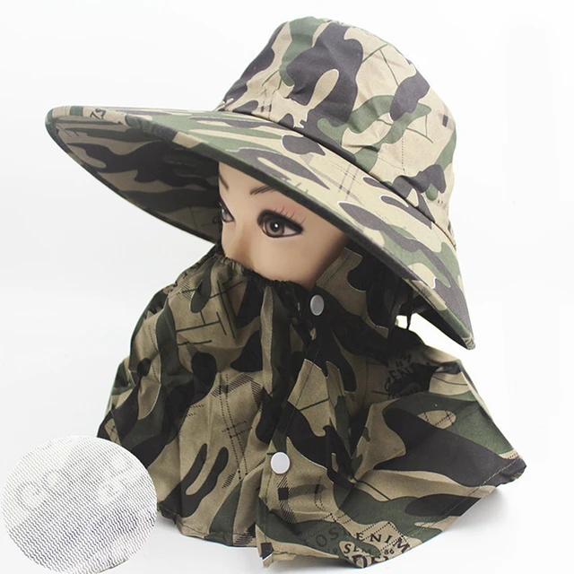Outdoor Hunting Hats Outdoor Camouflage Fishing Caps UV Protection Men Face  Cover Hat Large Brim Mountaineering Cap Women Men - AliExpress