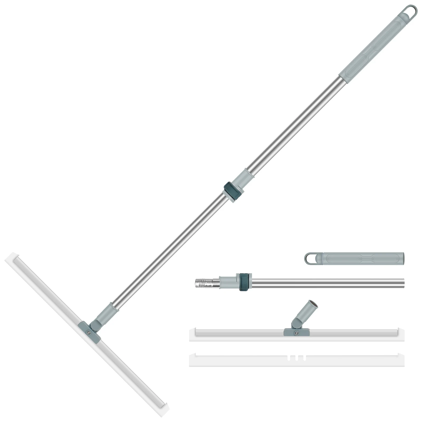 

Floor Squeegee with Adjustable Long Handle 180° Rotatable Silicone Squeegee Scrubber with Replacement Squeegee Multifunctional