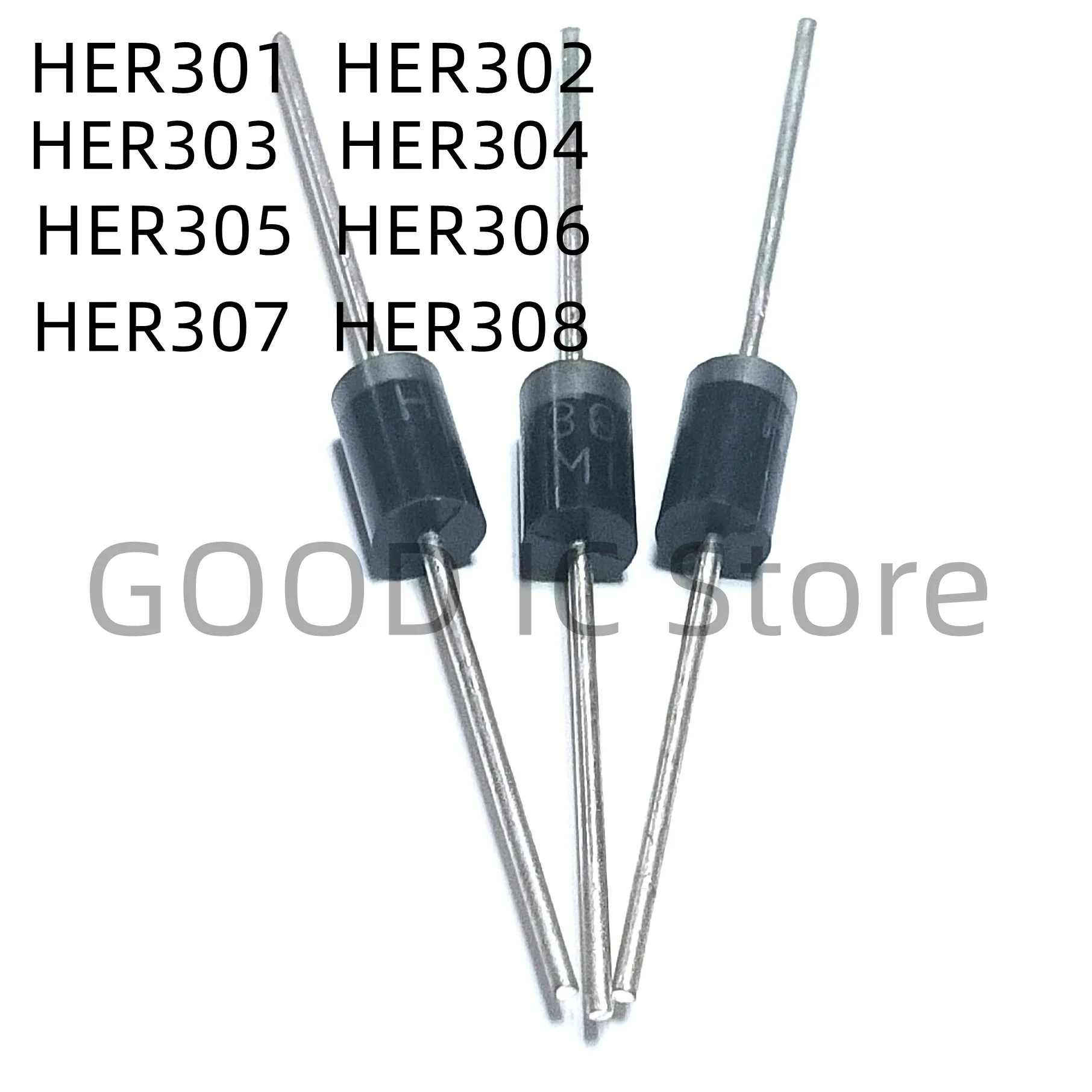 

500 шт., HER301 HER302 HER303 HER304 HER305 HER306 HER307 HER308, быстрое исправление, прямая вставка, Диод 3A, дискретное устройство 3.0A 600