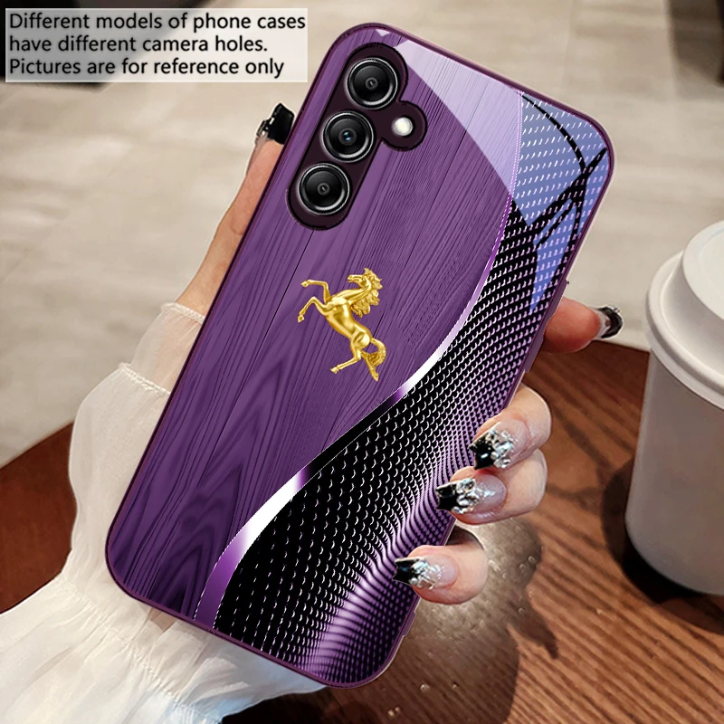 Wood Grain Golden Horse Glass Phone Case