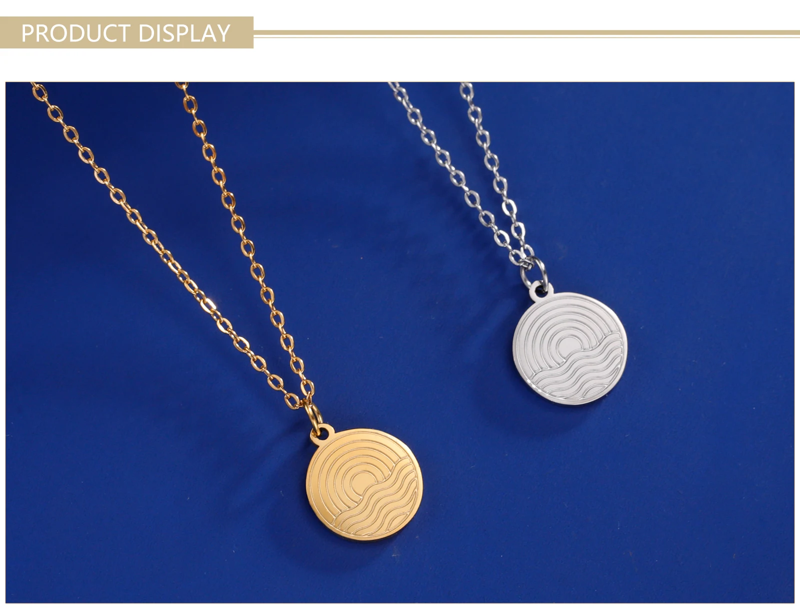 Skyrim Sonnen untergang Scheibe runde Anhänger Halskette Frauen Edelstahl Gold Farbe Schlüsselbein Kette Sonne und Meer Schmuck Geburtstags geschenk – Detail 5