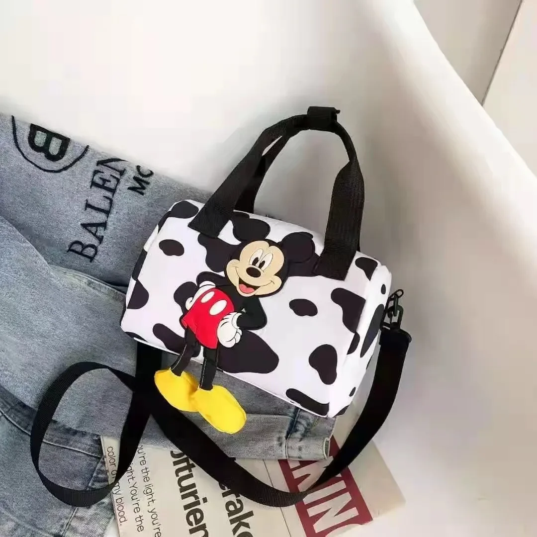 

New Disney Mickey Mouse Cartoon Girl Handbag Children Storage Bag Girls Cartoon Mickey Minnie Mouse Bowling Bag Shoulder Bag