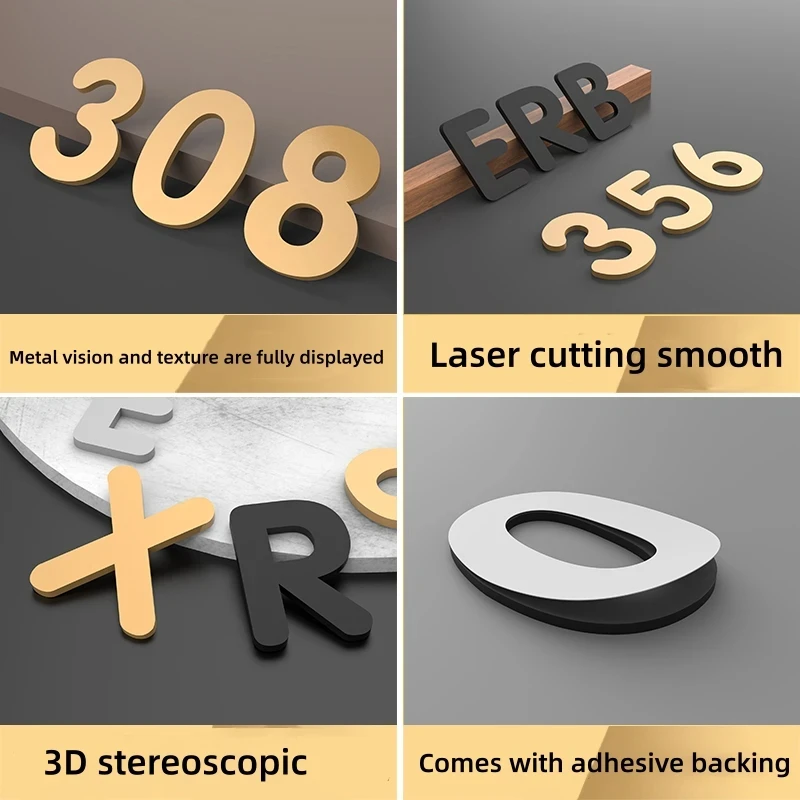 3D English Letter Digits House Number Floating Exterior Sign Plate Art Wall Sticker Luxury Acrylic Mailbox Room Door Deocr 26 house number signs house numbers number plate door signs