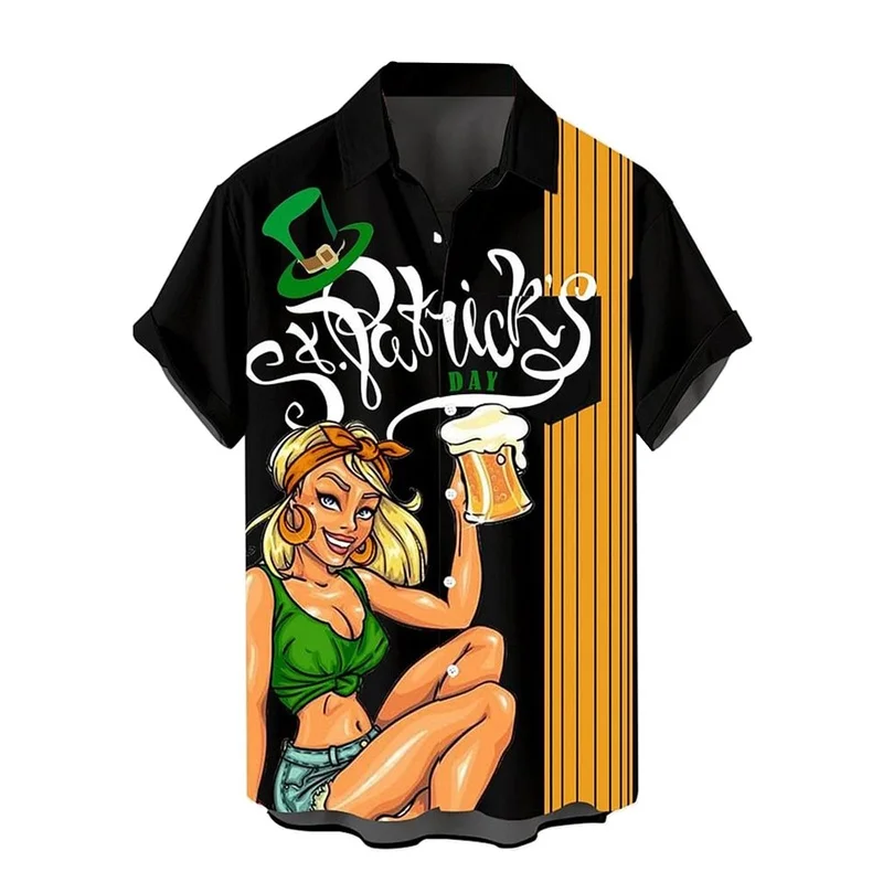 thumbnail image 1 of Camisa del Día de San Patricio para hombres, camisas hawaianas con botones y estampado completo en 3D, camisetas de playa informales de verano de manga corta, camisas y blusas, 1 of 5