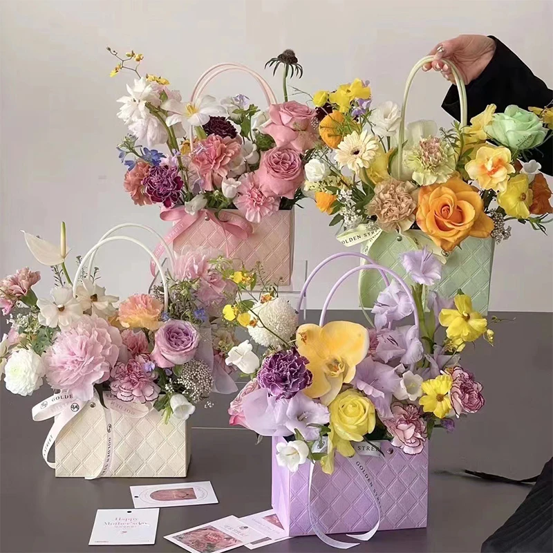 휴대용 꽃 포장 상자, 웨딩 장식 선물 가방, 발렌타인 데이 생일 파티 장식, DIY 부케 포장 파우치, 1PC