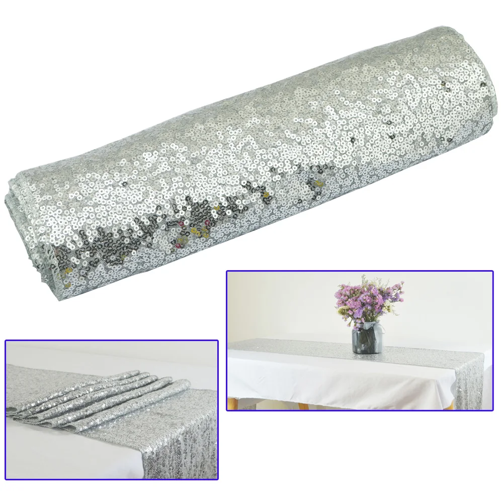 (5pcs/10pcs)Embroidery Sequin Shiny Table Runner For Christmas Birthday Baby Shower Dinning Table Cover Wedding Table Decoration