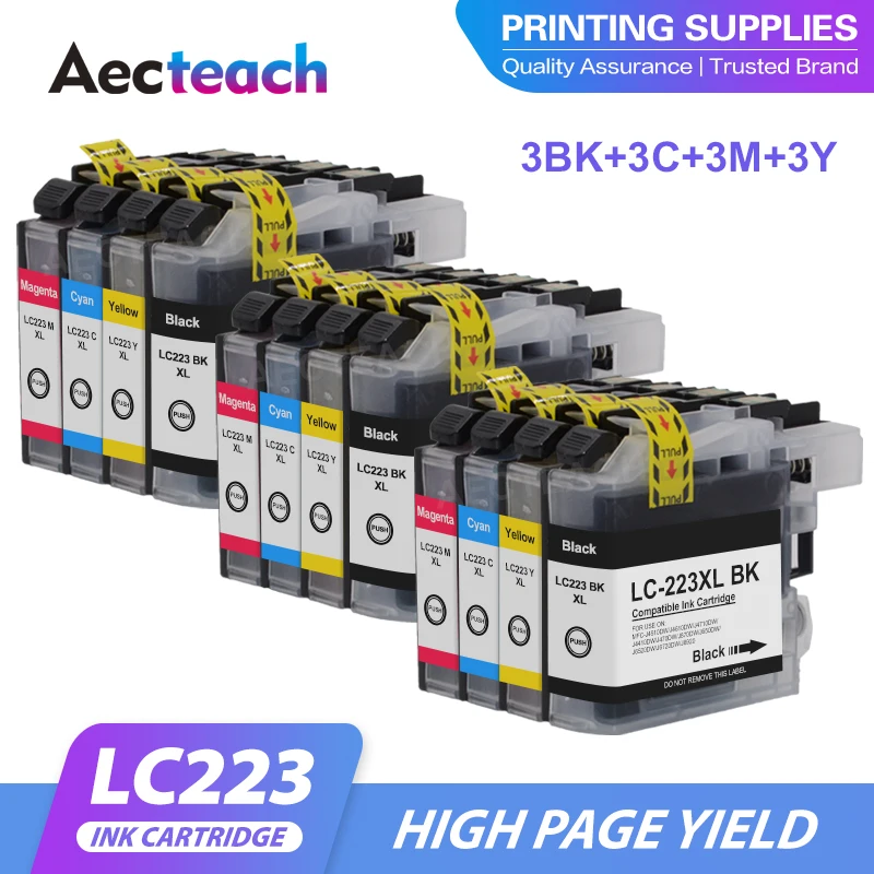 Aecteachnew3setLC223LC221LC223CartridgesForBrotherPrinterInk