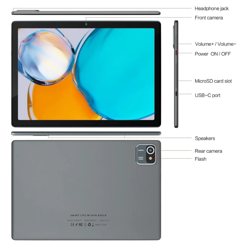 Newest 10.1 INCH 2GB RAM 64GB ROM K10 Andriod 13 Tablet PC CPU  SC7731 Quad-Core WIFI  Type-C USB 2