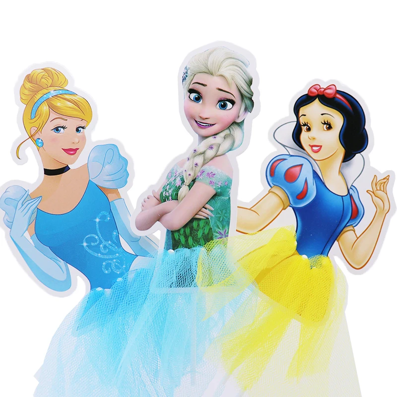 Disney Princess Cake Decoration Frozen Cake Cupcake Toppers Cake Flag for  Baby Shower Happy Birthday Supplies Party Cake Decor