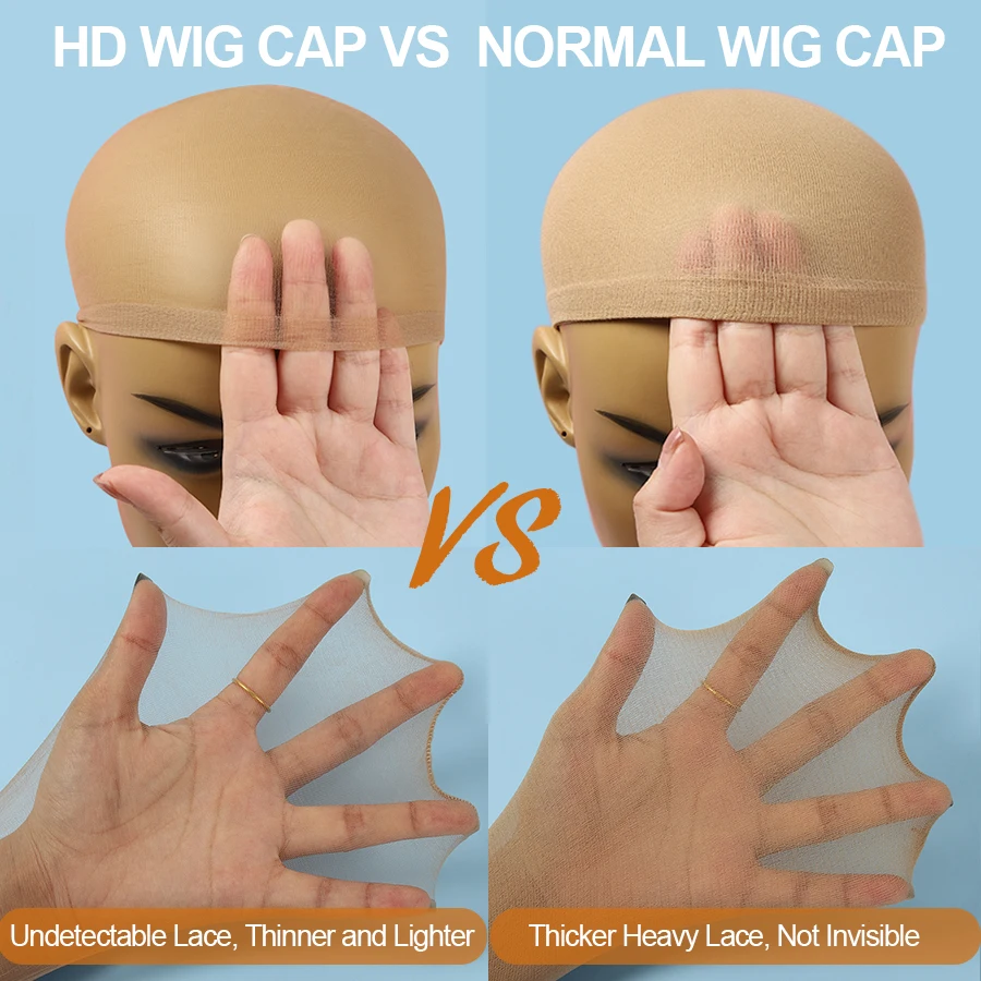BEEOS HD Wig Caps Ultra Thin Stocking Mesh Invisible HD Lace Hair Hat One Size Fit All Silky Wig Cap For Human Hair Accessories